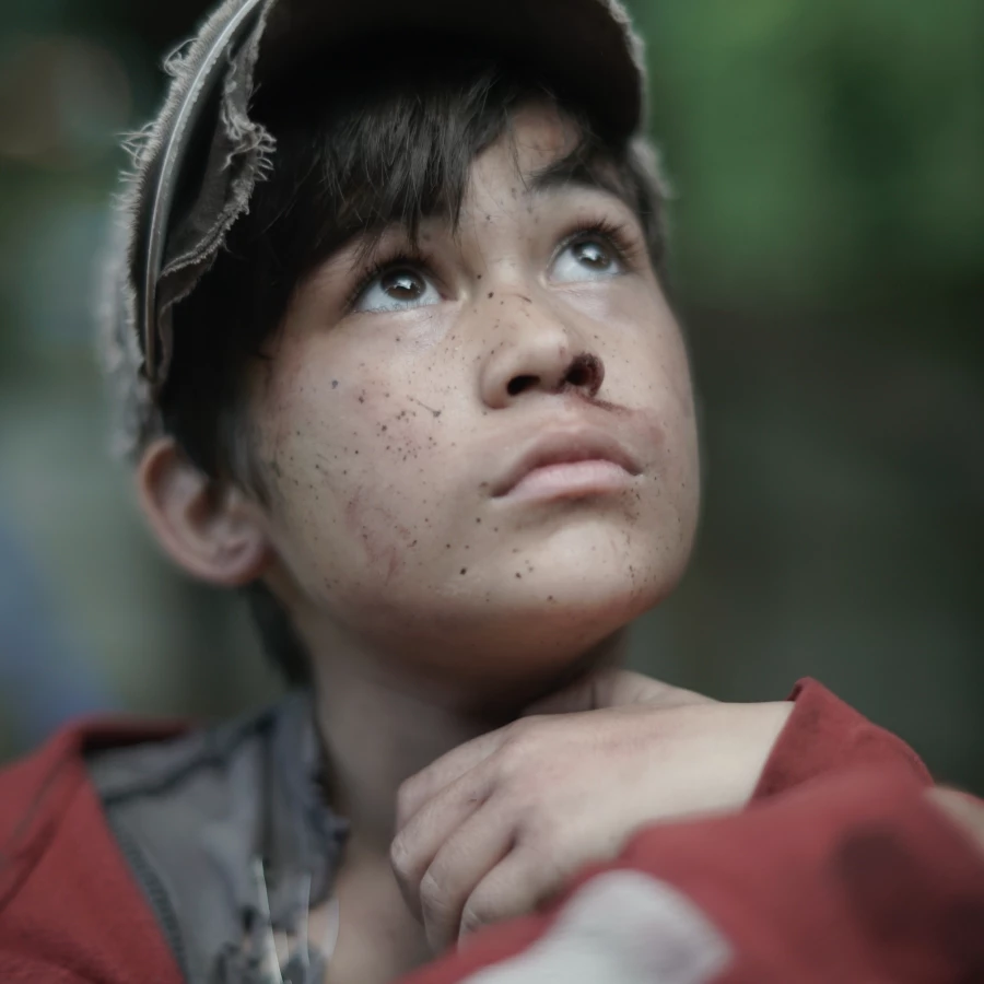 Boy Looking Up To Heaven